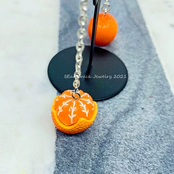 Orange Fruit Dangle Earrings - Picture 2 of 8